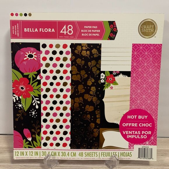 Craft Smith "Bella Flora" 12x12 Paperpad 48 Sheets Florals Cardstock - Picture 1 of 16